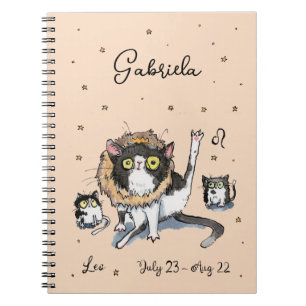 Fun Leo Zodiac King Cat 'Lion' Star sign horoscope Notebook