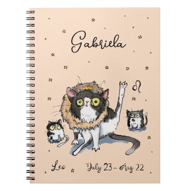 Fun Leo Zodiac King Cat 'Lion' Star sign horoscope Notebook (Front)