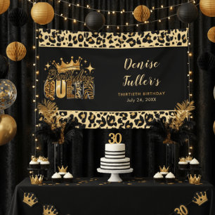 Fun Leopard Birthday Queen Thirty Birthday Banner
