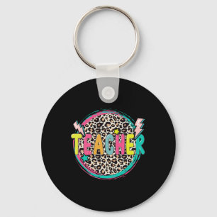 Fun Leopard Teacher Happy First Day of School Tea Keychain