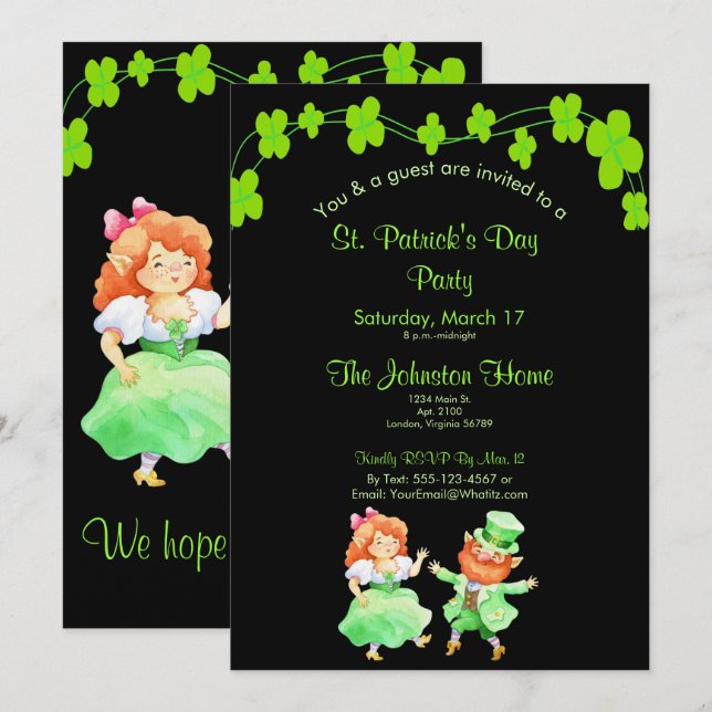 Fun Leprechauns St. Patrick's Day Party Invitation (Devant / Derrière)