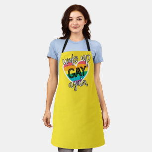 Fun LGBTQ Pride self-ironic rainbow flag yellow Apron