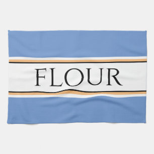 Fun Light Blue White Kitchen FLOUR Racing Stripes Towel
