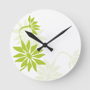 Fun Lime Green Floral Clock