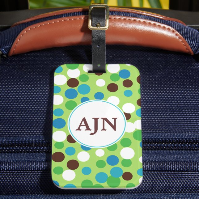 Fun Lime Monogram Luggage Tag (Front Insitu 2)