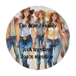 Fun Line Dancing cutting board. Editable text Board