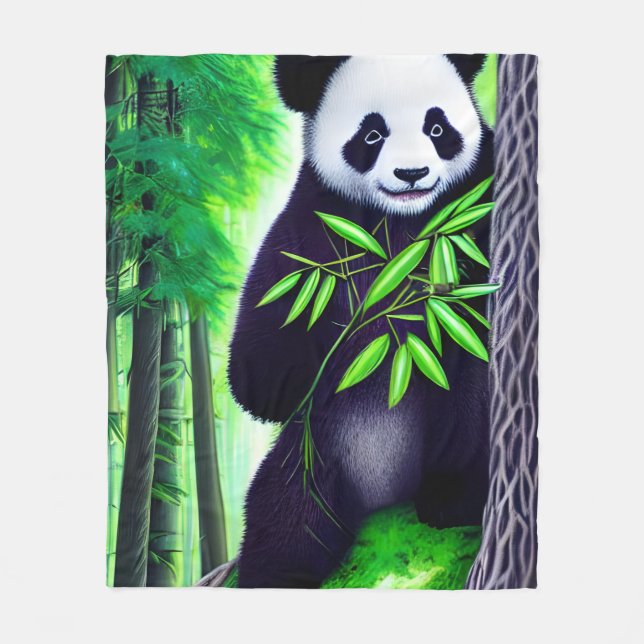 Fun Little Panda Bear Fleece Blanket (Front)