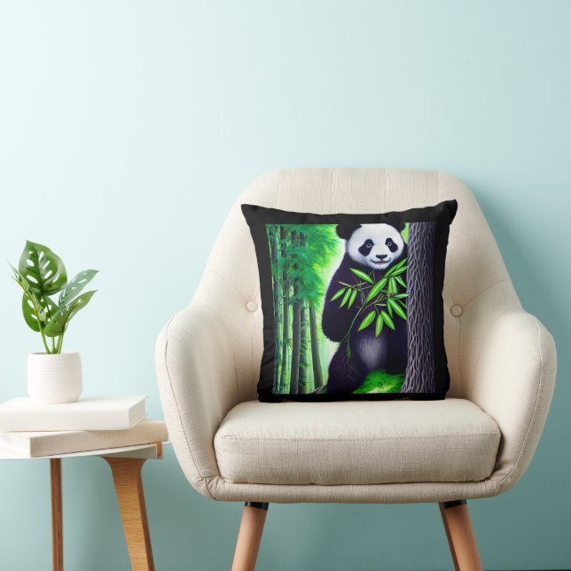 Fun Little Panda Bear Throw Pillow (Chair)