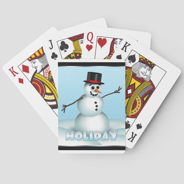 Fun Little Snowman Holiday Playing Cards (Back)