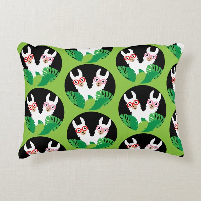 Fun Llama Alpaca Accessories Accent Pillow (Front)