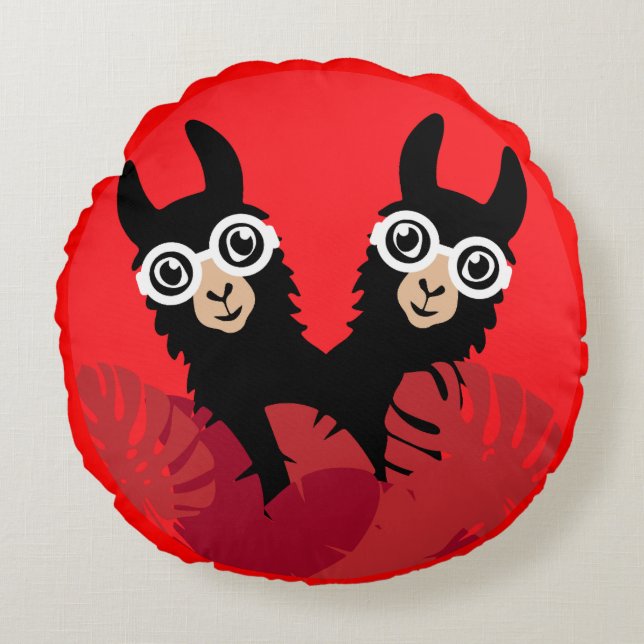 Fun Llama Alpaca Accessories Round Pillow (Front)