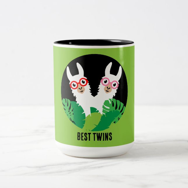 Fun Llama Alpaca Accessories Two-Tone Coffee Mug (Center)