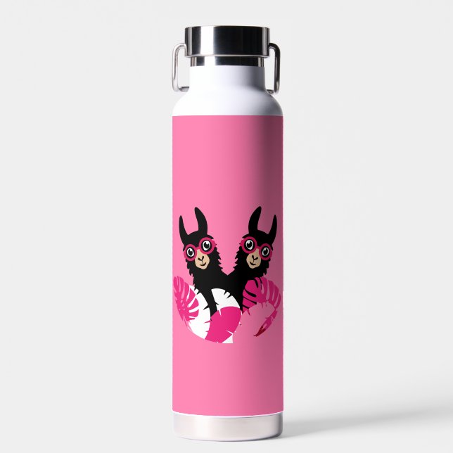 Fun Llama Alpaca Accessories Water Bottle (Front)