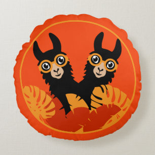 Fun Llama Alpaca Home And Living Round Pillow