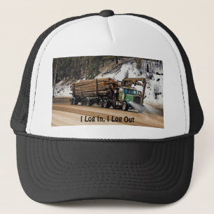 Fun Log In - Log Out Logging Trucker Art Design Hat