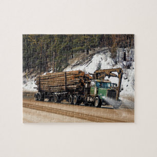 Fun Log In - Log Out Logging Trucker Art Design Jigsaw Puzzle