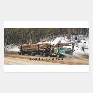 Fun Log In - Log Out Logging Trucker Art Design Sticker