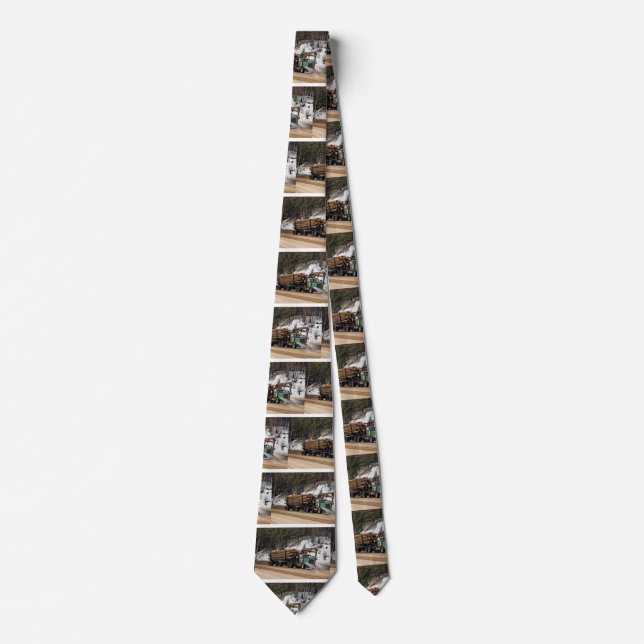 Fun Log In - Log Out Logging Trucker Art Design Tie (Front)