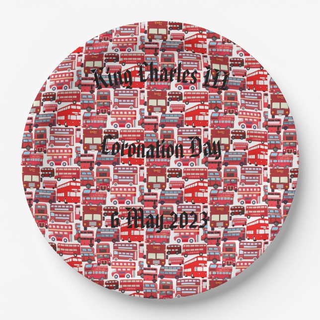 Fun London Buses - Coronation     Paper Plate (Front)