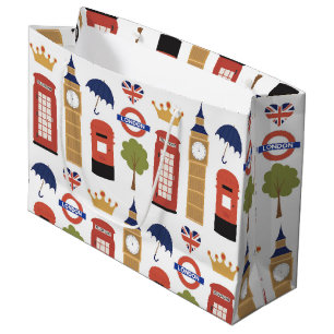 fun London pattern travel Large Gift Bag