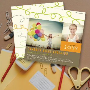 Fun Loops Scribbles Graduation Photo Party Invite