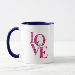 Fun LOVE in Spring Pink Hydrangea Flower Lettering Mug