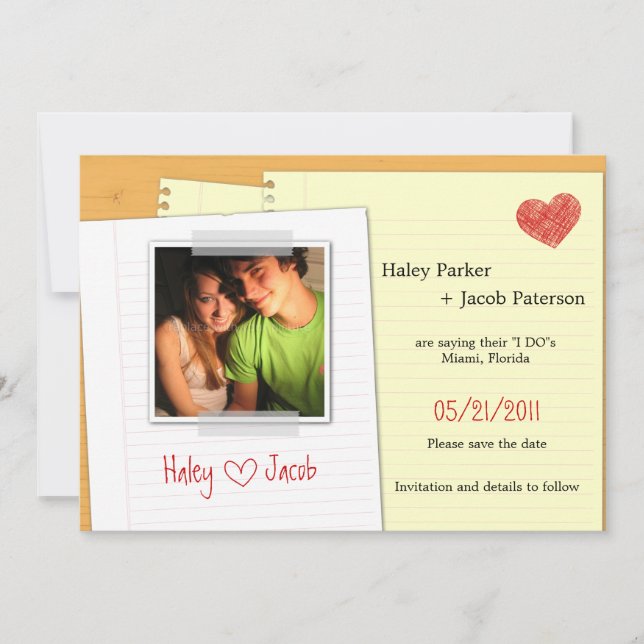 Fun Love Note Save The Date Invitation (Front)