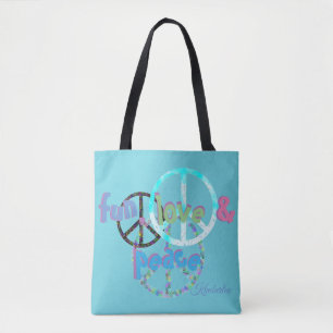 Fun Love & Peace Sign Personalized Tote Bag
