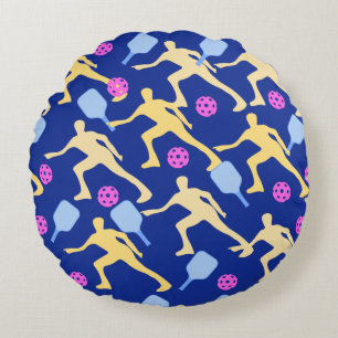 Fun Love Pickleball Paddle Round Pillow
