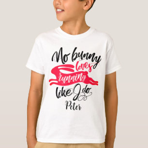 Fun Love Run Red Black Bunny Motivation Typography T-Shirt