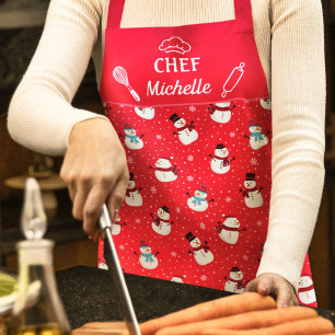 Fun lovely snowman chef Christmas Apron