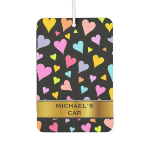 Fun, Loving, Colourful Hearts Pattern & Custom Nam Air Freshener