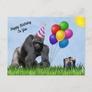 Fun Loving Gorilla Birthday Postcard