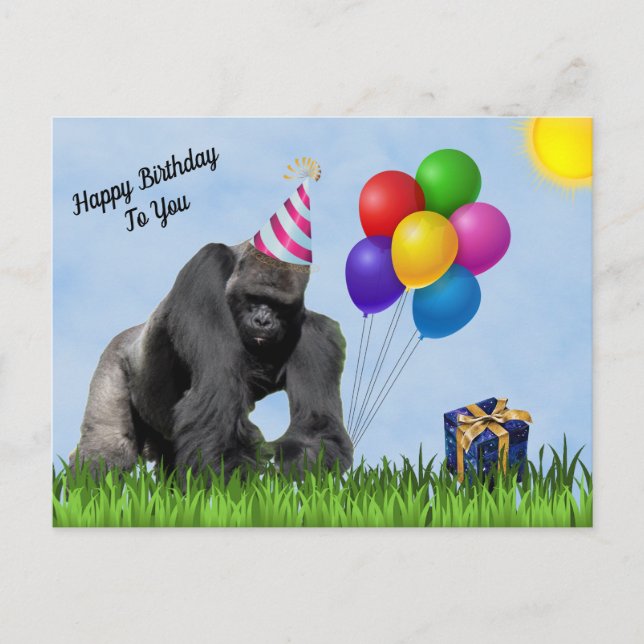 Fun Loving Gorilla Birthday Postcard (Front)