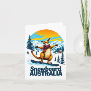 Fun Loving Kangaroo Snowboarding In Australia  Card