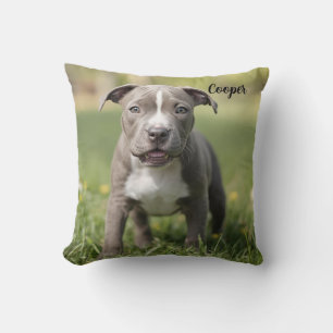 Fun-loving Pit Bull Personalized Throw Pillow