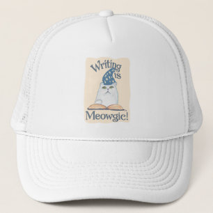 Fun Magic Writing Cat Cartoon Art Slogan Trucker Hat