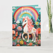 Fun Magical Rainbow  Unicorn Folded Card