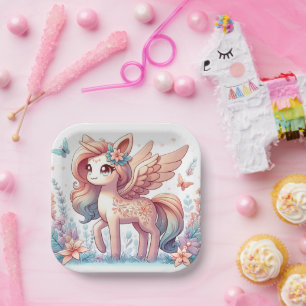 Fun Magical Unicorn Baby Shower Paper Plate