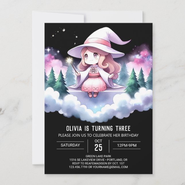 Fun Magical Wizard Birthday Invitation (Front)