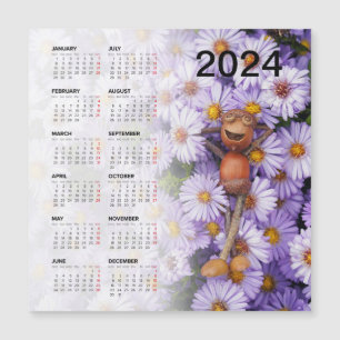 Fun magnetic calendar 2024 on the fridge
