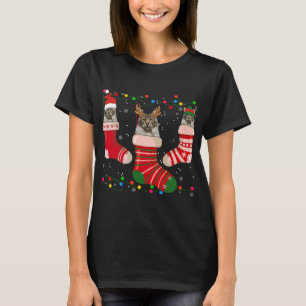 Fun Maine Coon Stocking Christmas Light Socks Xmas T-Shirt