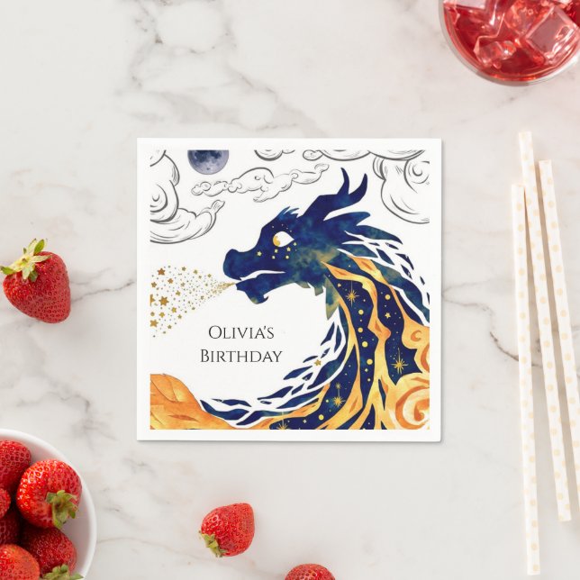 Fun Majestic Dragon Birthday Napkin (Insitu)