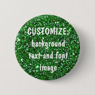 FUN! MAKE YOUR OWN GREEN (faux) GLITTER PIN! 2 Inch Round Button