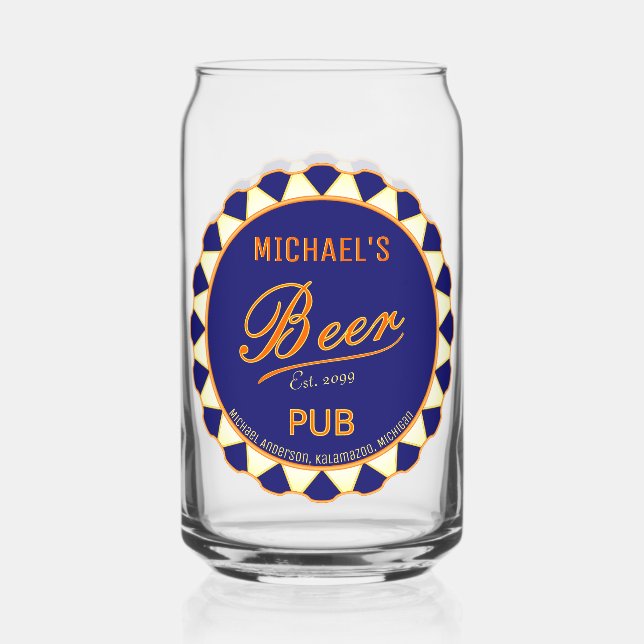 Fun Man Cave Beer Bottle Cap Beer Can Glasses  (Front)