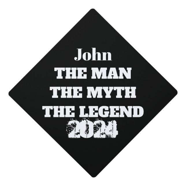 Fun Man Myth Legend Personalized Graduation Cap Topper (Front)