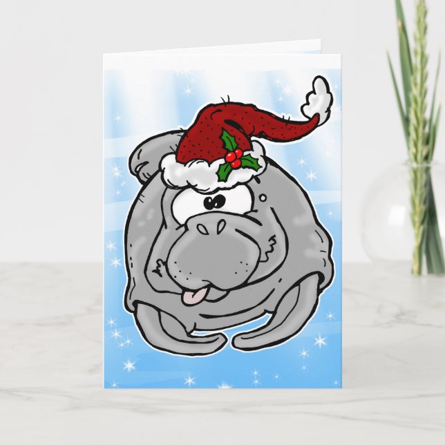 Fun Manatee Christmas Card (Front)