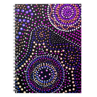 Fun Mandala Dot Art Blue Purple Spiral Notebook