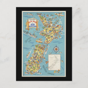 Fun map of New Zealand Postcard