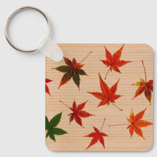 FUN Maple Leaves on Cardboard Box Texture  Keychain